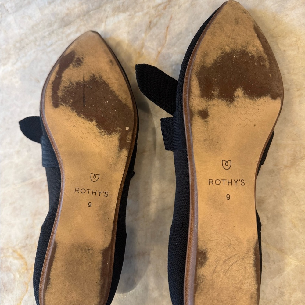 Rothy's Black Pointed Bow Flats - Picture 9 of 9